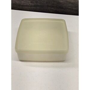 Vintage Tupperware Square Storage Container with Lid White 670-39